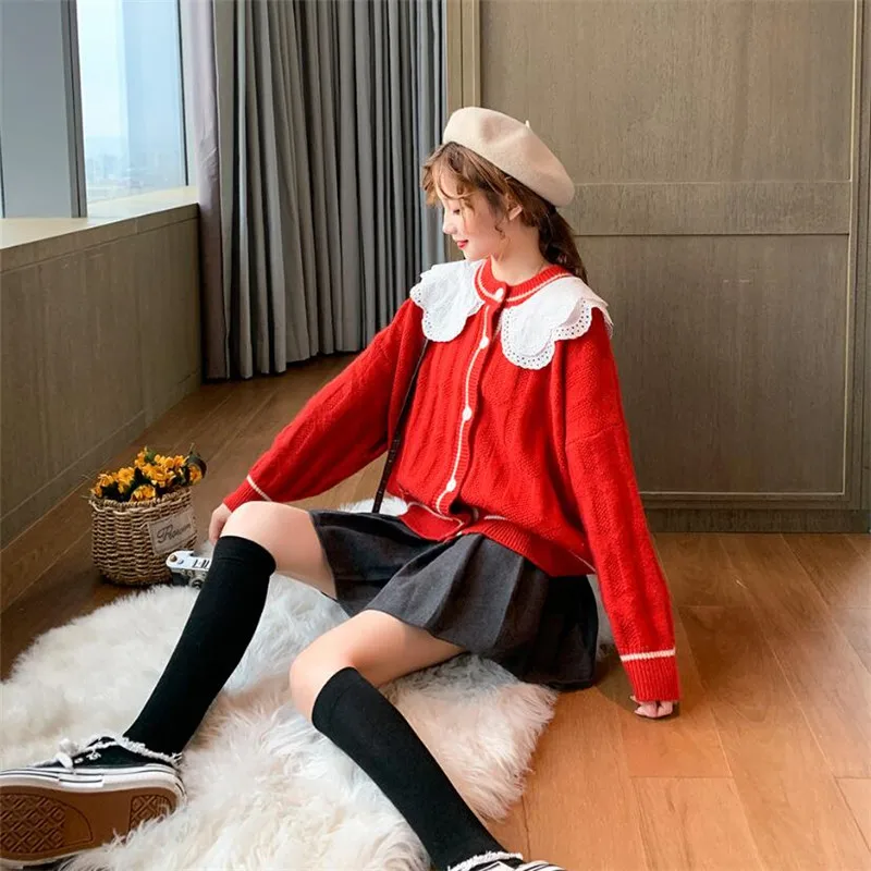 Милый кружевной свитер для женщин осень зима новый прочный фонарь с рукавами