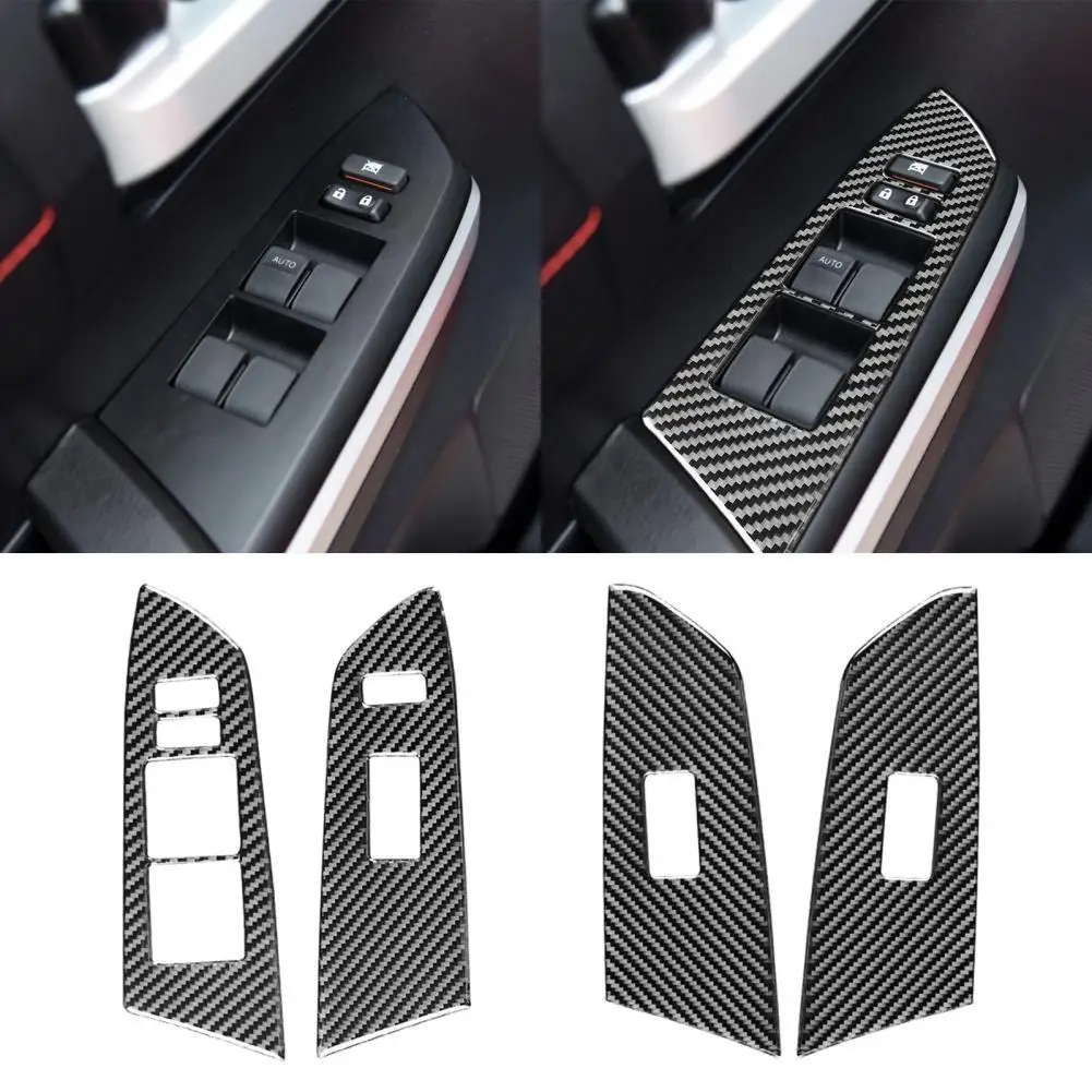 

UV-proof 4Pcs Exquisite Carbon Fiber Window Switch Panel Decor Sticker Carbon Fiber Panel Trim Cover Wear-resistant
