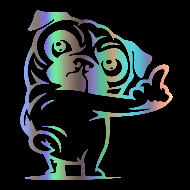 

Funny Car Sticker Insubstantial Pug Reflective KK Vinyl Decal for Car Styling Decoration Sunscreen Waterproof 15cmX17cm