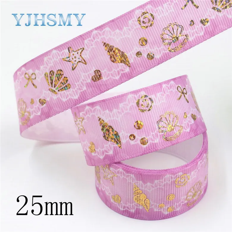 YJHSMY I-19826-2000,(") 25 мм 10 ярдов морской узор Горячего Тиснения Передачи ленты, DIY лук крышка аксессуары и украшения - Цвет: I-19826-2003