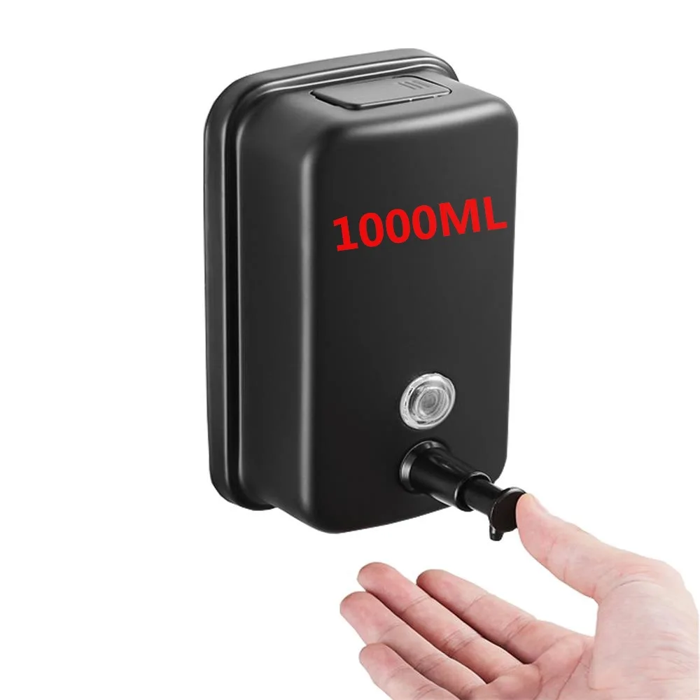 1000ml Черный 304 нержавеющая сталь настенное крепление мыльница контейнер для жидкого мыла 500 мл ящик для жидкостей Ручная стирка бутылка для жидкого мыла диспенсер для мыла - Цвет: 1000ml