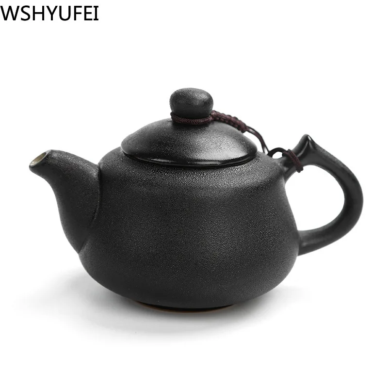 Чайный набор из черной керамики кунг-фу портативный дорожный чайный комплект 10