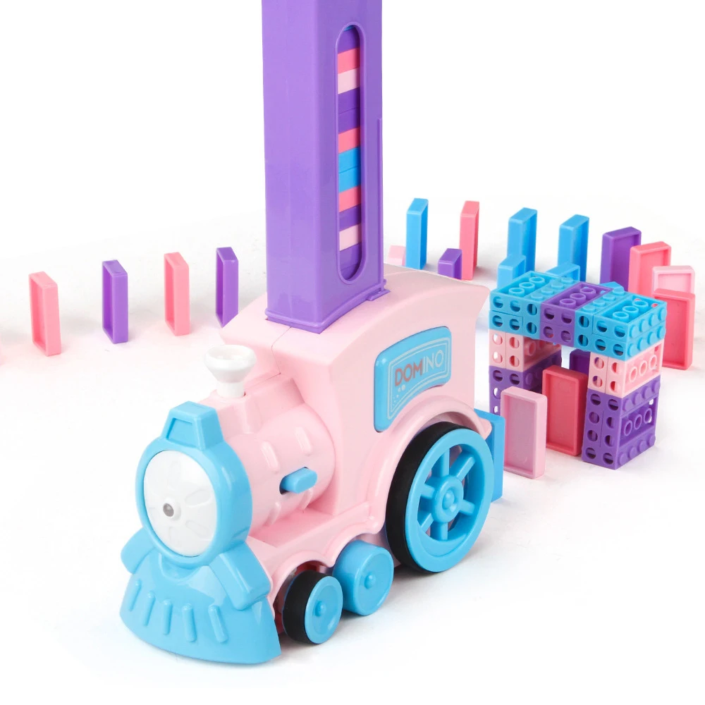 Automatic Laying Domino Train Blocks Set Building and Stacking Toy Plastic For 3-7 Year Old Toys Boys Girls Gift for Kids | Игрушки и