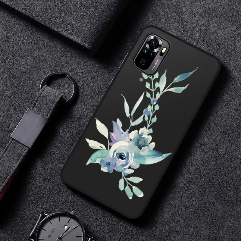 

Blue ink flower art abstract Phone Case For Xiaomi redmi mi note 9 9a 8 8a 10 9 9s 8 8t 7 9t 10 pro max mobile bags
