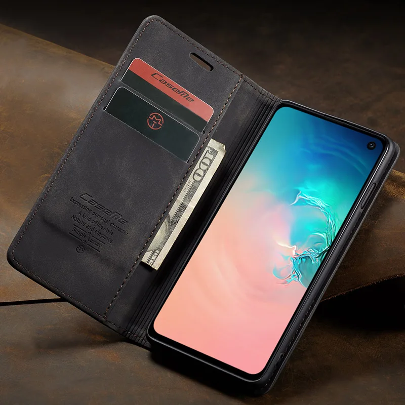 Роскошный Магнитный кожаный чехол для телефона, сумки для samsung S8 S9 S10 Note10 Plus 5G, винтажный флип-чехол для телефона Galaxy A30 A40 A50 A70