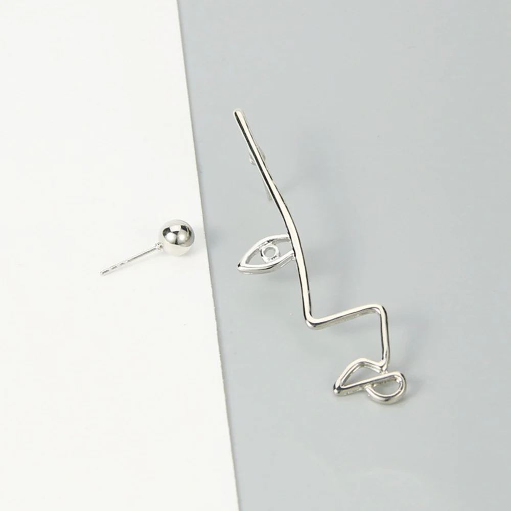 1 пара простые уникальные асимметричные серьги в форме глаза металлическая