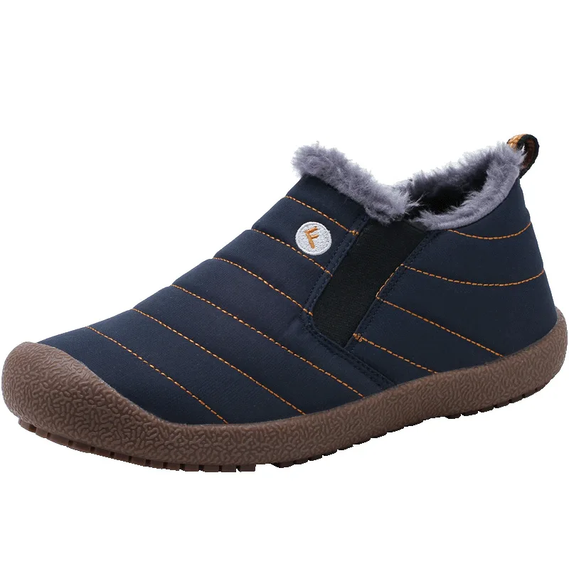 6822Dark blue Новинка; мужские ботинки; зимние ботинки; Водонепроницаемая зимняя обувь; мужские ботинки с мягкими вставками; плюшевые ботильоны с нескользящей подошвой; Мужская обувь размера плюс - Цвет: 6822Dark blue
