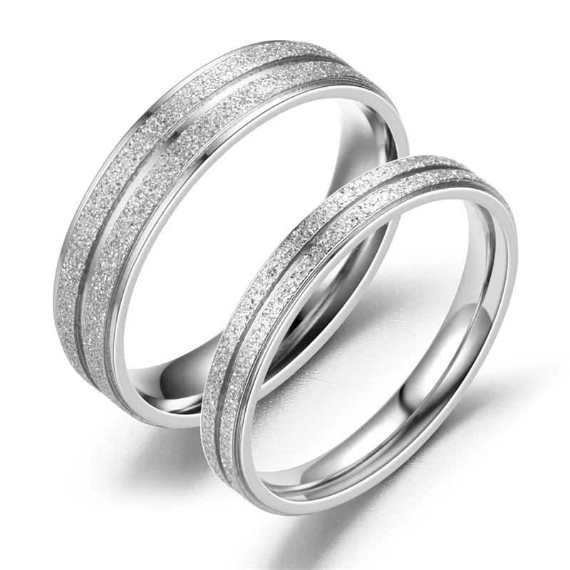 

VOERYNT Simple Silver Color Stainless Steel Rings For Women Men Romantic Couple Wedding Jewelry VO01