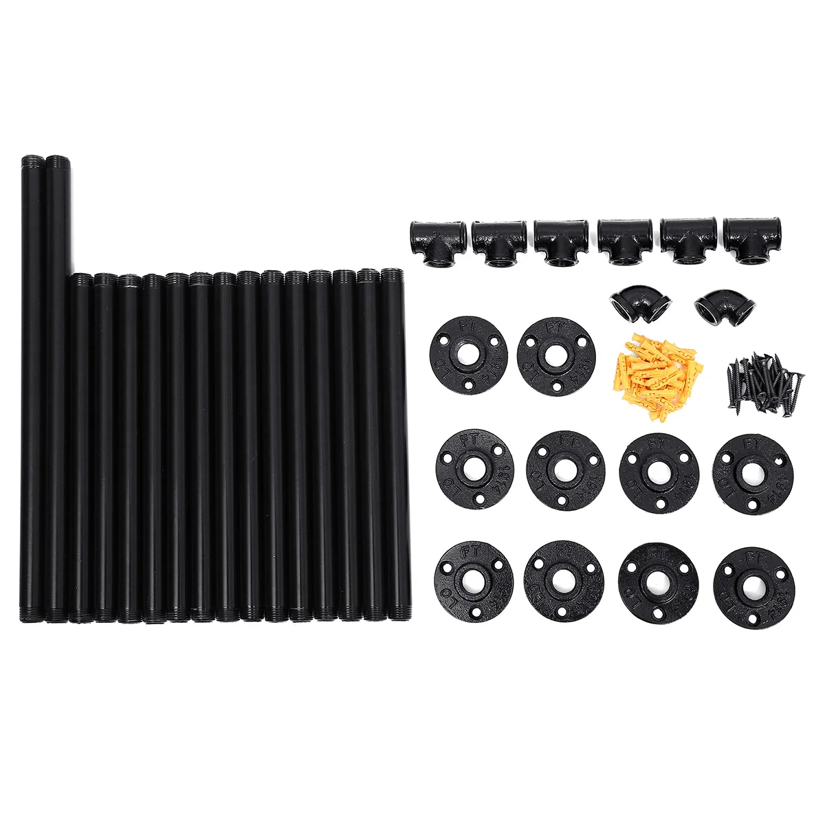 

Retro Style Bookshelf DIY Industrial Wall Ceiling Mounted Storage Shelves Bracket Iron Pipe Shelf Black Home Decor 4 layer 2pcs