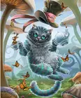 Алмазная живопись сделай сам, полноразмернаякруглая Алмазная вышивка Алиса в стране чудес, 3D Стразы, Алмазная мозаика, кот