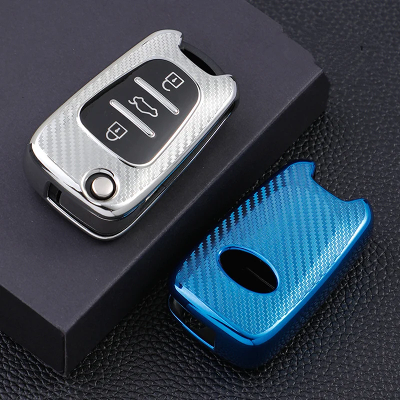 

Carbon Fiber TPU Car Key Cover Case for Hyundai I20 Ix20 I30 Ix35 Elantra Accent for Kia Sportage Rio 3 Soul Ceed K2 K5 Pride