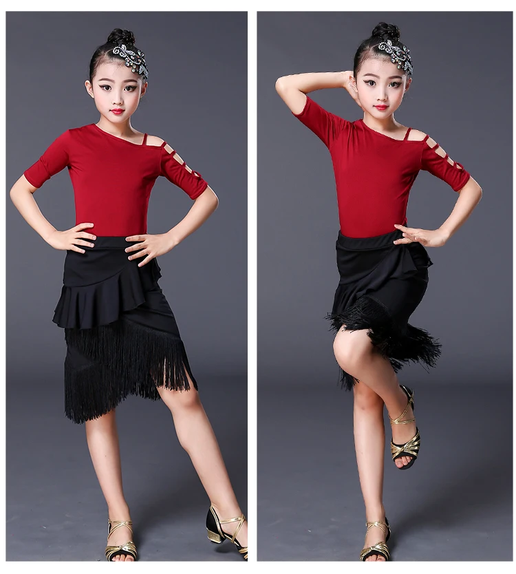 Комплект из 2 предметов черное красное платье для латиноамериканских танцев