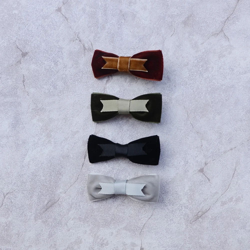 Очаровательные бархатные банты шпильки для маленьких девочек зимние заколки