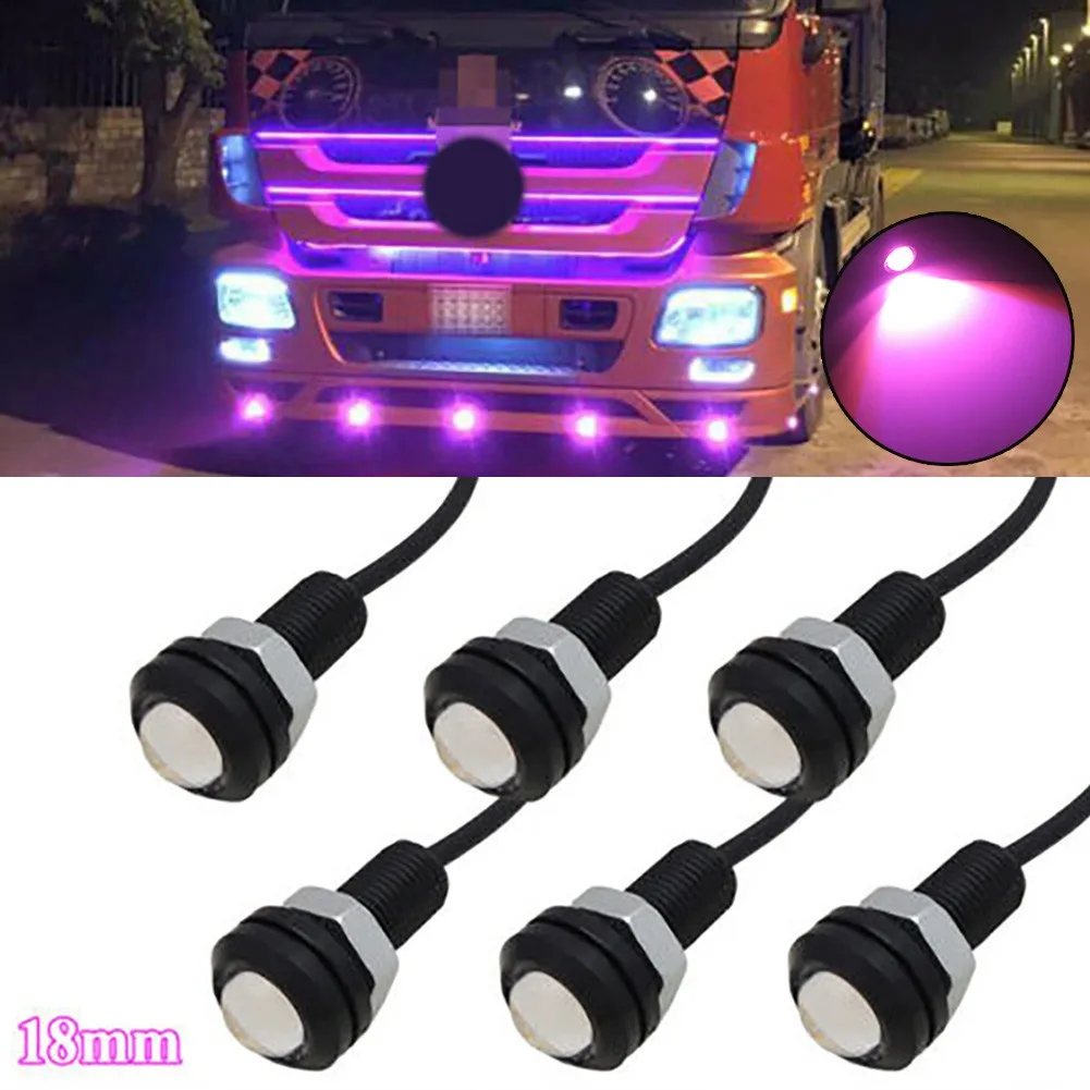 

6pcs Pink Purple Eagle Eye LED Lights For Car Motorcycle Truck Lighting Retrofit Car Accessories Daytime Running Lights