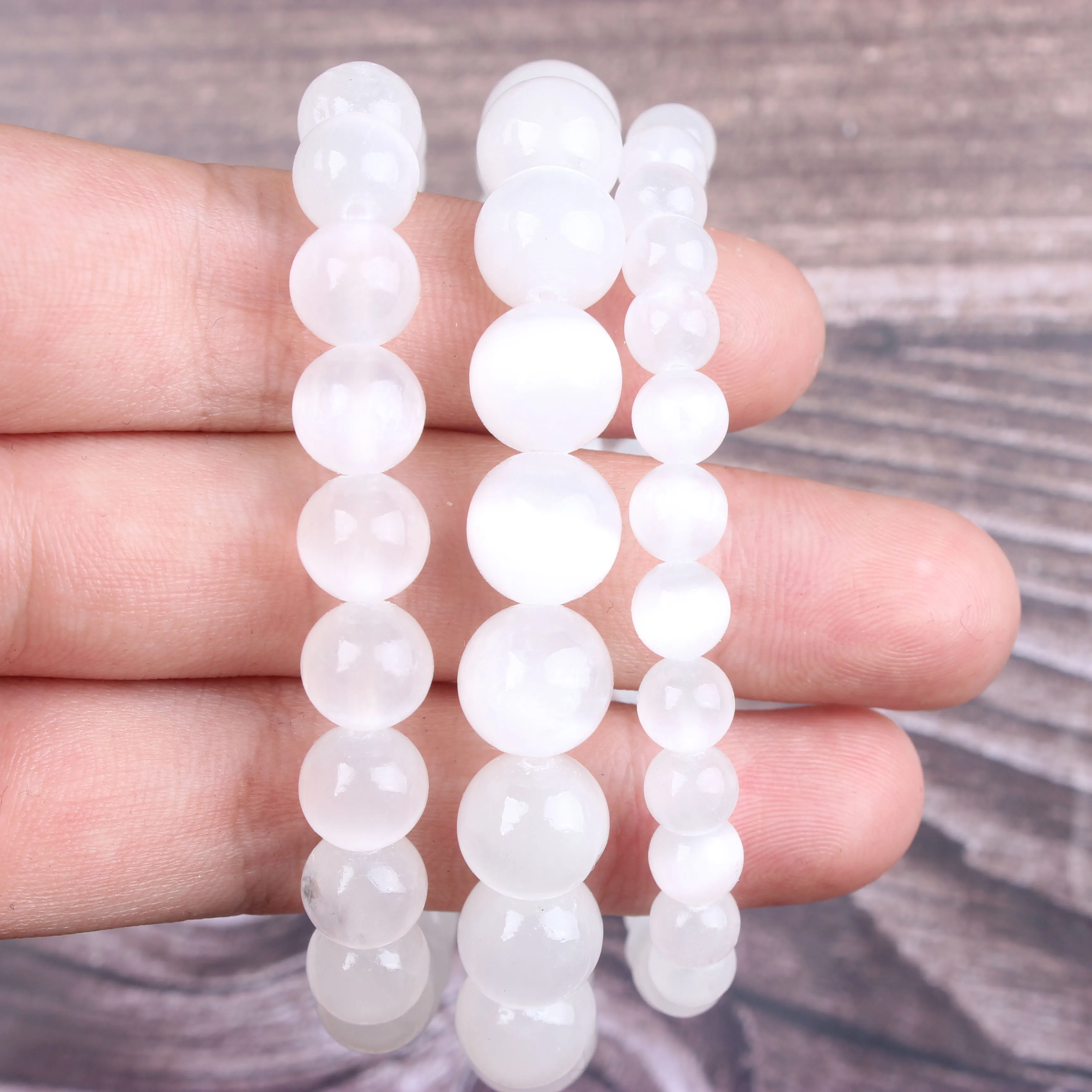 

5A Natural Stone Bracelet White Agate Jade Round Loose Beads Jewelry Couple Women Man Gemstone Gift Handmade Strand Bracele