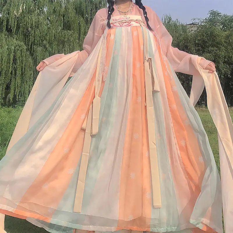 

HASAHOU Women's Hanfu Trailing Dress Female Chinese Traditional Clothing Stage Outfit Cosplay Hanfu Stage Wear Costume