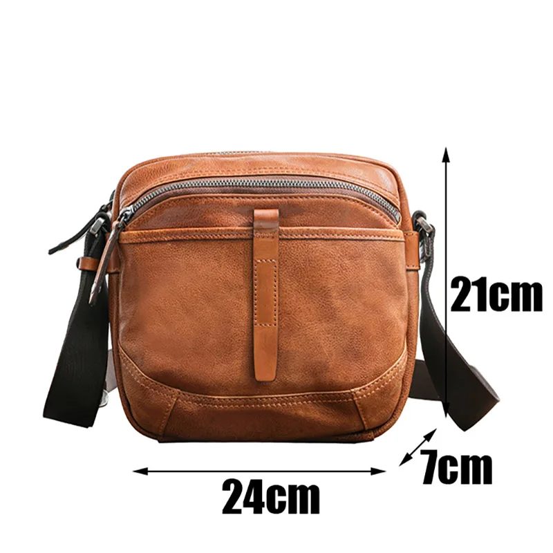 

AETOO Head leather men's slant bag, men's soft leather small bag, vintage leather men's small square bag