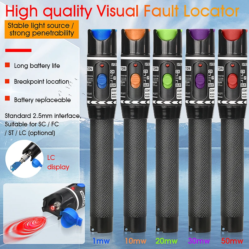 

Preferential price Laser 50MW/30MW/20MW/10MW/5KM Visual Fault Locator, Fiber Optic Cable Tester 10-30Km Range VFL