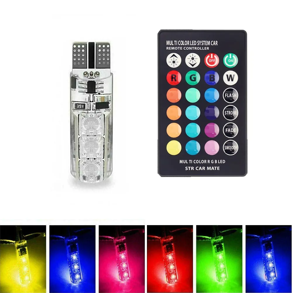 

Светодиодсветильник разноцветные лампы T10 RGB с дистанционным управлением, 2 шт.