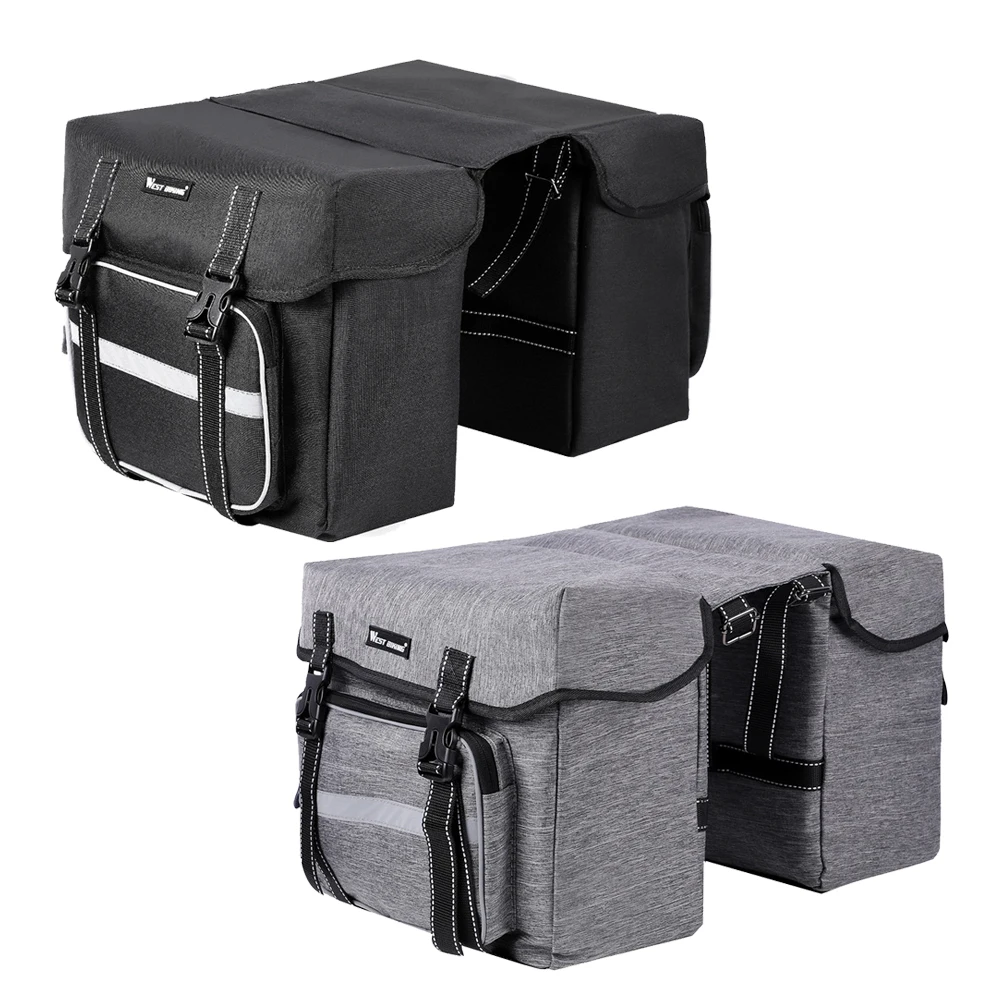 

WEST BIKING Bicycle Trunk Bag Canvas 28L Bicycle Carrier Bag Reflectivs Bike Rear Rack Tail Seat Luggage Pannier Cycling Bags