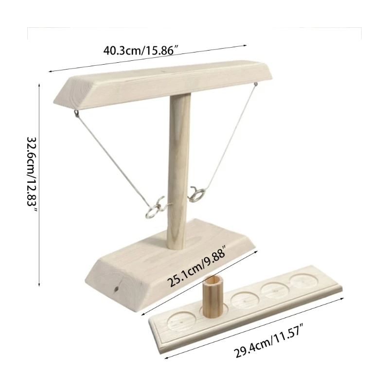 

77HC Wooden Ring Toss Game Bimini Game Bar Family Table 4 People Interactive Play Toss Ring Hook and Loop Ring Game