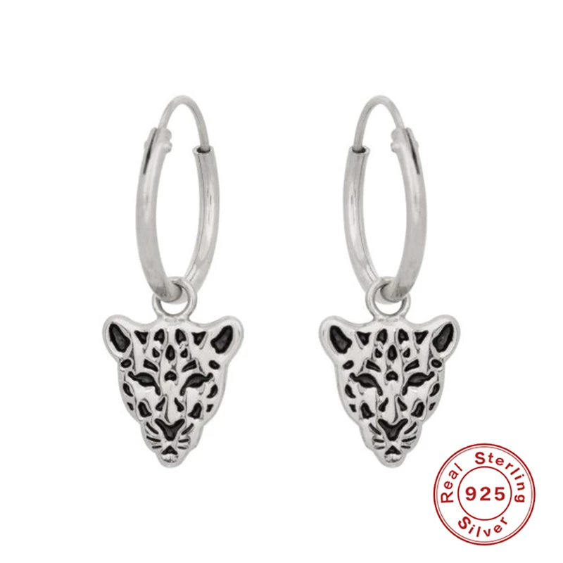 Aide 925 Стерлинговое серебро подвеска в форме головы леопарда свисающие серьги для