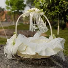 Плетеный цветок ручной работы для девочек, свадебная корзина, кружевной Цветочный бисер, милый свадебный цветок, корзина, свадебные украшения