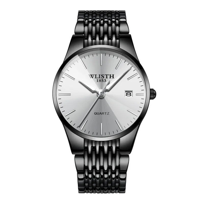 Women Black White Модные парные часы, простые деловые женские часы, водонепроницаемые мужские часы, черные ультратонкие часы для влюбленных, sevgili saati montre - Цвет: Women Black White