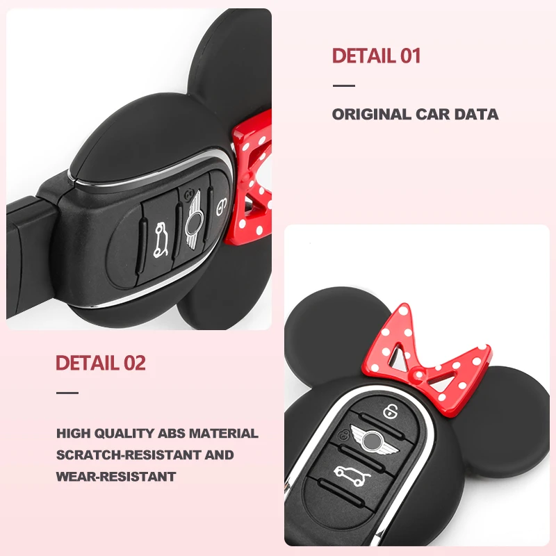 Для Mini Cooper F54 F55 F56 F57 F60 Clubman Countryman One S JCW чехол для ключей в виде мышки, бантик-ушки, милый чехол для ключей в автомобиле, защитные аксессуары