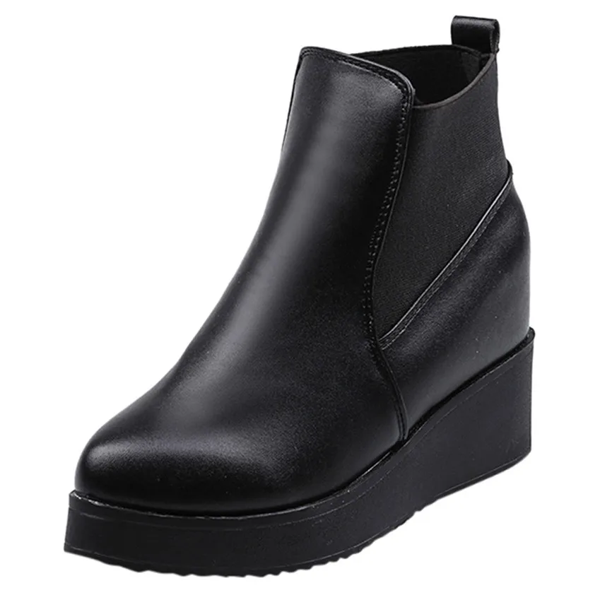 Booties Single Boots High-Heeled Martin Pointed Women Shoes 2019 Fashion Leather Shoe thick Bottomed Winter Ankle Boot 40 | Обувь