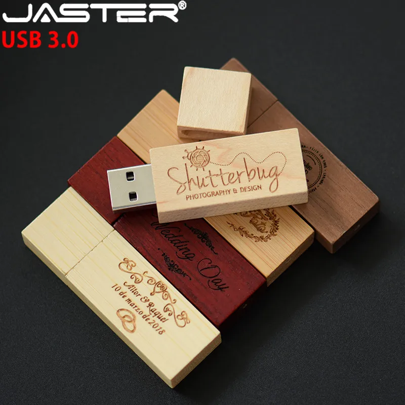 JASTER USB 3,0 фотография логотип клиента деревянный usb+ Подарочная коробка usb флеш-накопитель деревянная Флешка 8 ГБ 16 ГБ 32 ГБ 64 Гб свадебные подарки