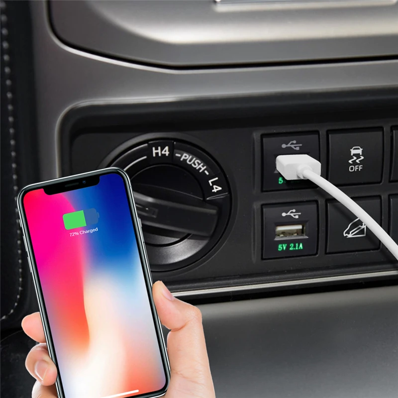 MICTUNING 2.1A USB быстрое автомобильное зарядное устройство со светодиодным индикатором, светильник для быстрой зарядки, универсальный для телефонов, планшетов, моделей Toyota