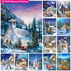 Набор для алмазной живописи Снежный дом, набор для алмазной мозаики на молнии, с квадратнымикруглыми стразами, вышивка Снеговик