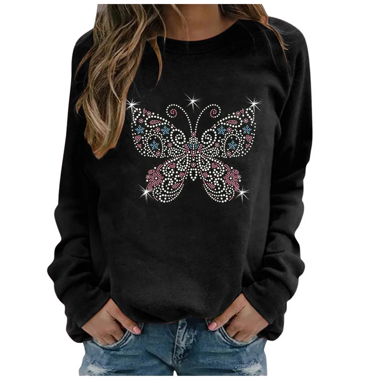 Кроп-топ женский с длинным рукавом модная повседневная футболка круглым вырезом