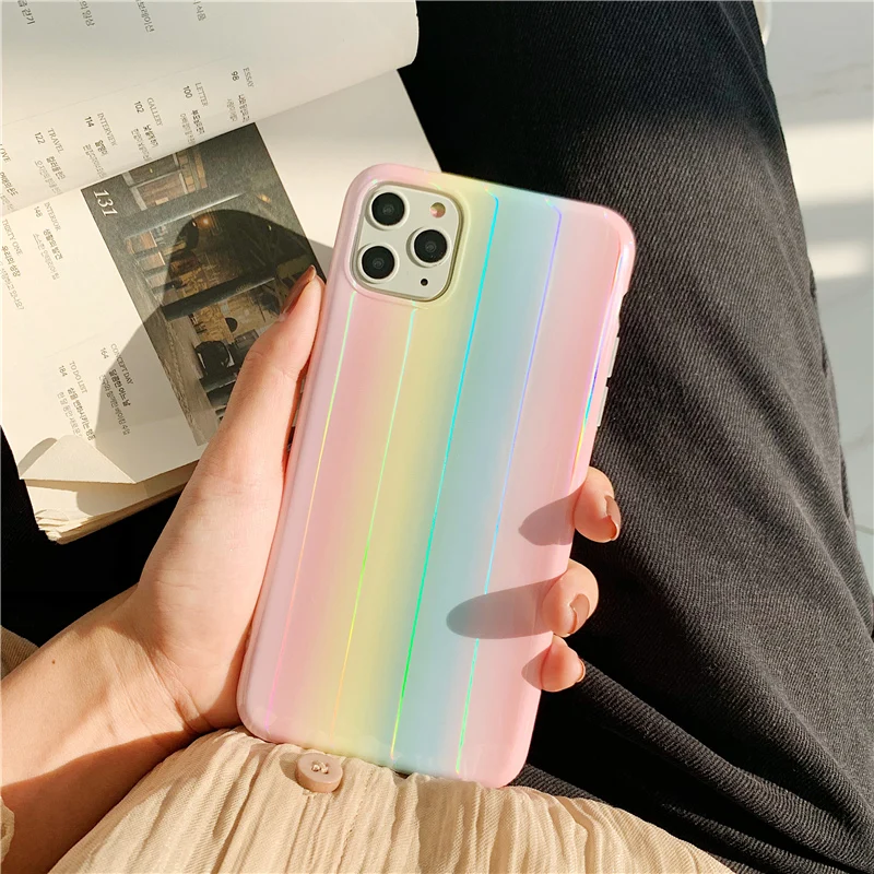 Aurora laser phone case for iphone 11 11Pro Max case for iphone X XR XS Max 7 8 6 6S Plus Gradient color case capa