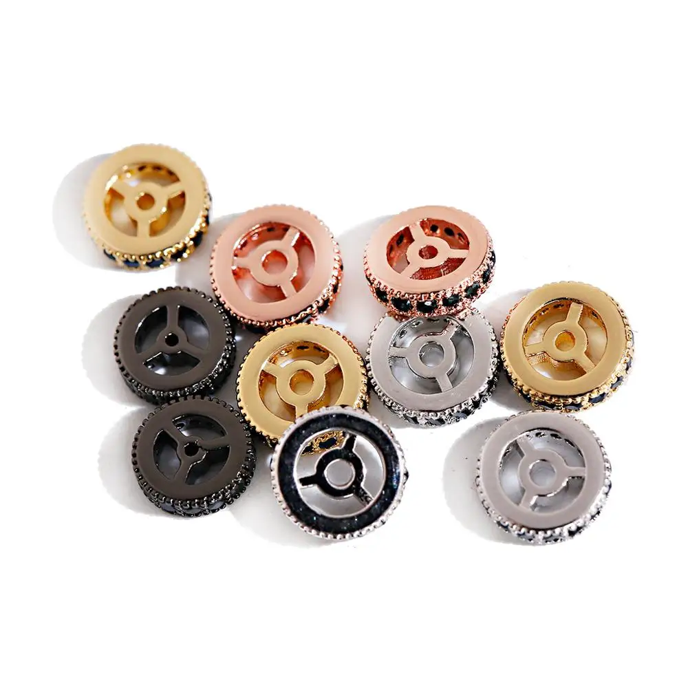 

8 Pieces/Lot Gold Color Silver Color Luxury Rice Beads Copper Inlaid Black Zircon DIY Beads For Handmade Bracelet 2020 Gifts