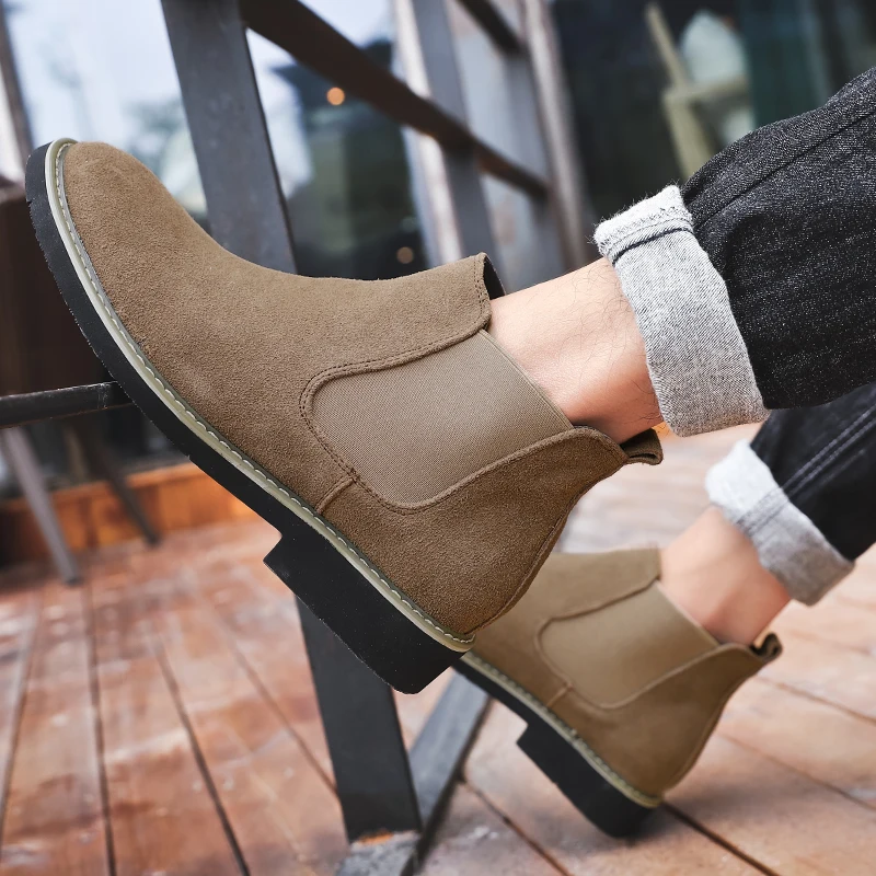 Мужские зимние ботинки ботильоны из натуральной кожи теплые наивысшего качества