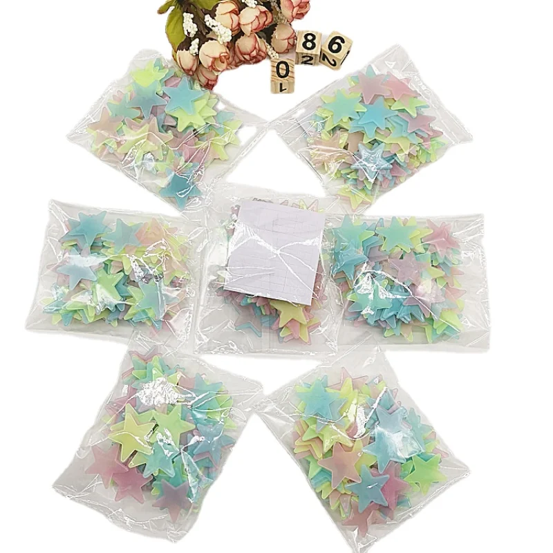 

Светящиеся наклейки в виде звезд из ПВХ, светящиеся в темноте флуоресцентные настенные украшения для спальни, оформление для дома и офиса, с...