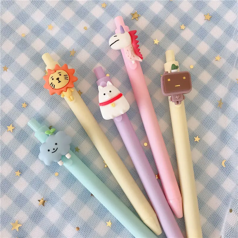 

5pcs/lot cartoon Gel Pen Lovely Creative clouds cat Pendant Student Signature Pen School Supplies