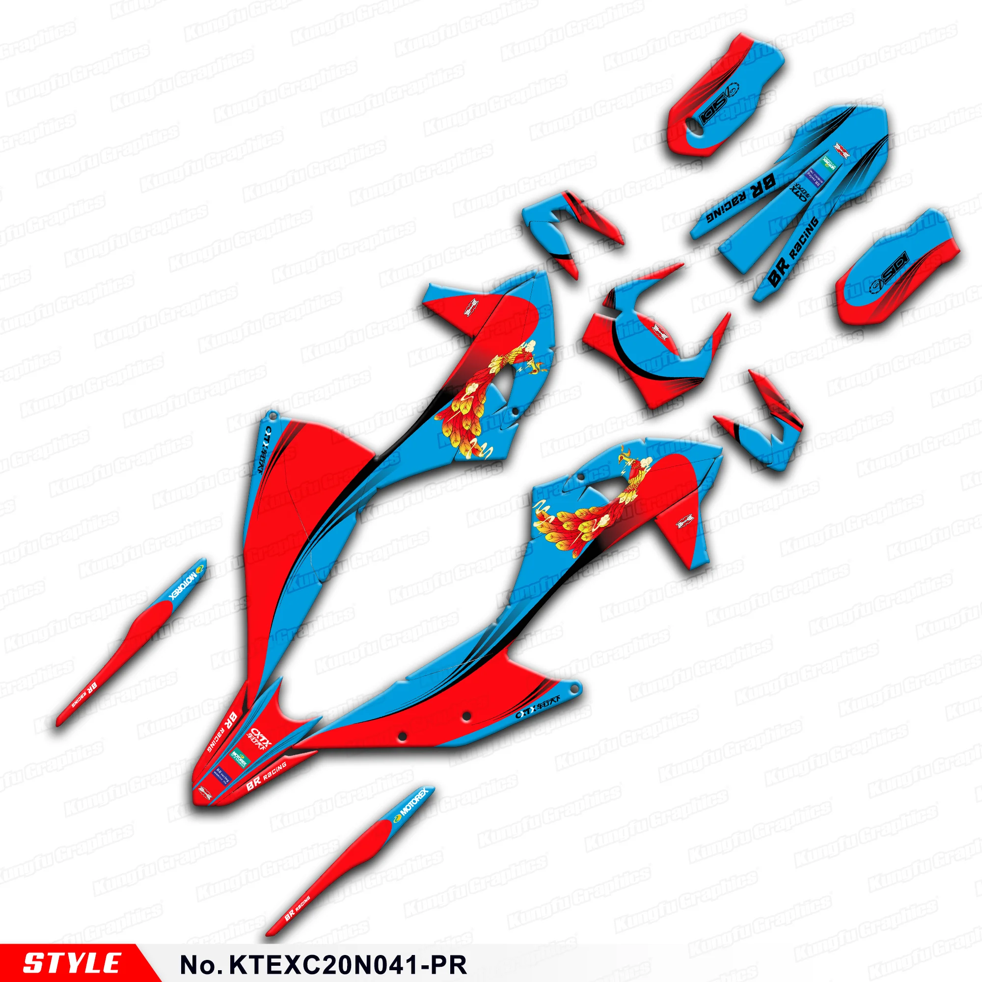 Aftermarket наклейки для EXC EXC-F XC-W XCF-W 150 300 500 SX SXF XC-F 125 250 350 450 2019 до 2022 Стиль нет. KTEXC20N041-PR |