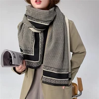 2020 luxury brand houndstooth cashmere scarf ladies mens winter plaid scarf holiday gifts