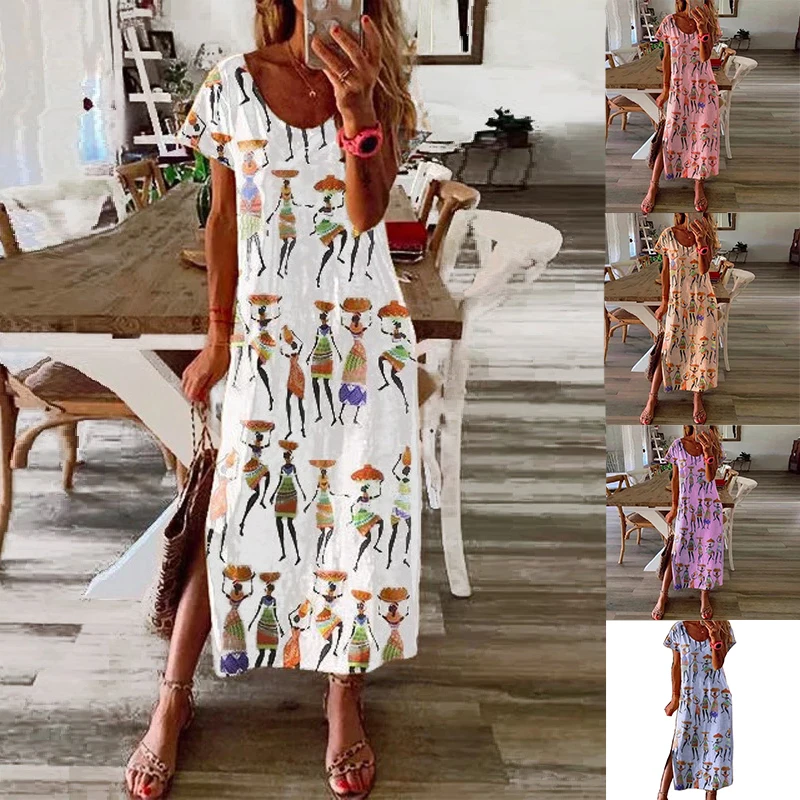 Летняя женская повседневная плинтованная футболка Т макси с длинным рукавом