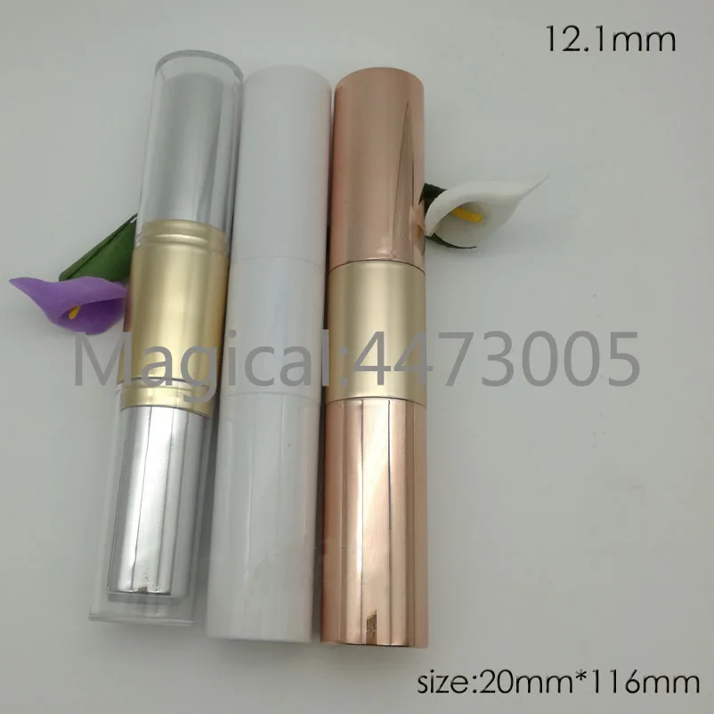 

10/20/50pcs/lot 12.1 Empty Rose Gold Double Head Lipstick Tube DIY Lip Rough Cosmetic Lip Balm Container Chapstick Pipe Shell