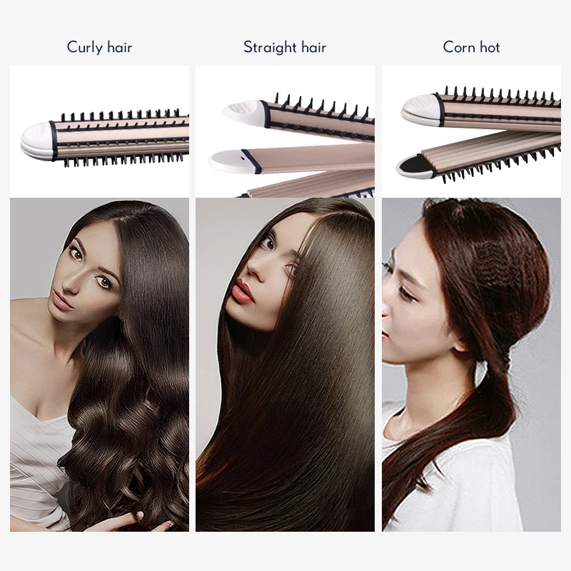 Электрический выпрямитель для волос Kemei 3 в 1 с европейской вилкой завивки и |