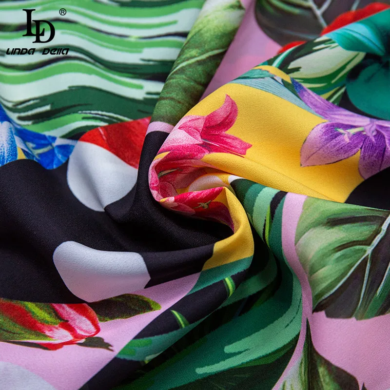 

LD LINDA DELLA Fashion Designer Summer Loose Shirt Women Turn-down Collar Print 2021 Ladies Casual Long sleeve Blouse