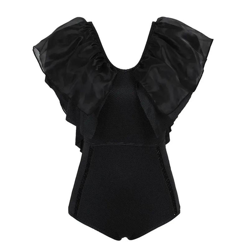 Sexy Swimsuit Women One Piece Women's Swimming Suit Ruffle Monokini Swimwear Black Lace Bathing 2020 Korean Gilrs Bodysuit Beach | Спорт и