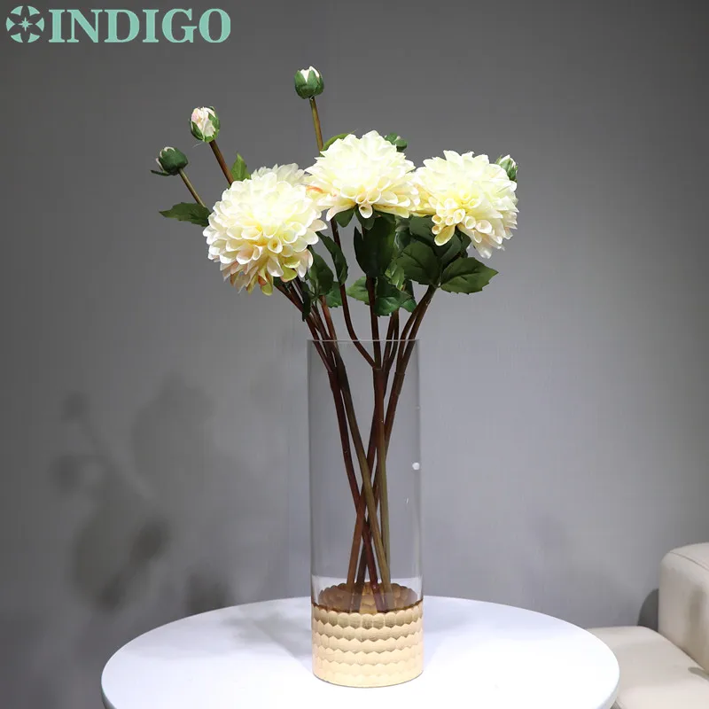 

INDIGO-Wholesale 100pcs Cream Color Dahlia Daisy Chrysanthemum Banquet Decorative Artificial Flower Wedding Party Free Shipping