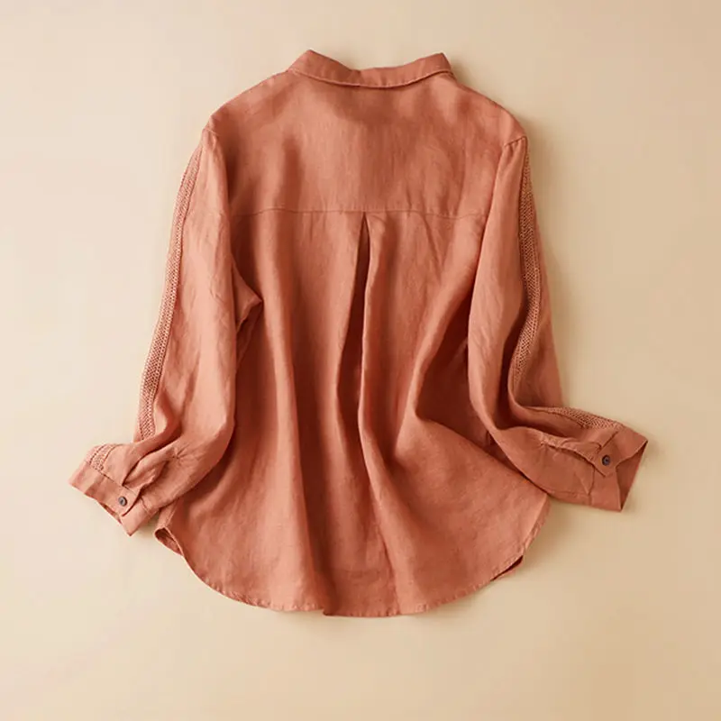 

Autumn Ladies Fashion Long Sleeve Blouses Women Elegant Loose Front Buttons Shirts Women Solid Color Turn Down Collar Tops Q555