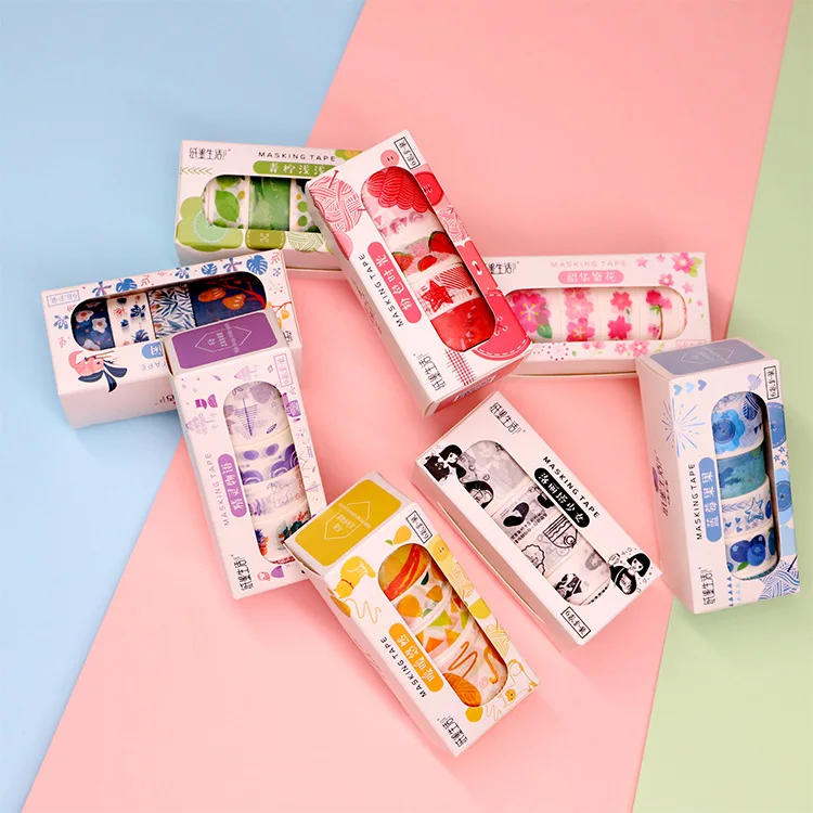 

1set DIY Japanese Paper Decorative Adhesive Tape Pink Time Series Washi Tape/Masking Tape Stickers