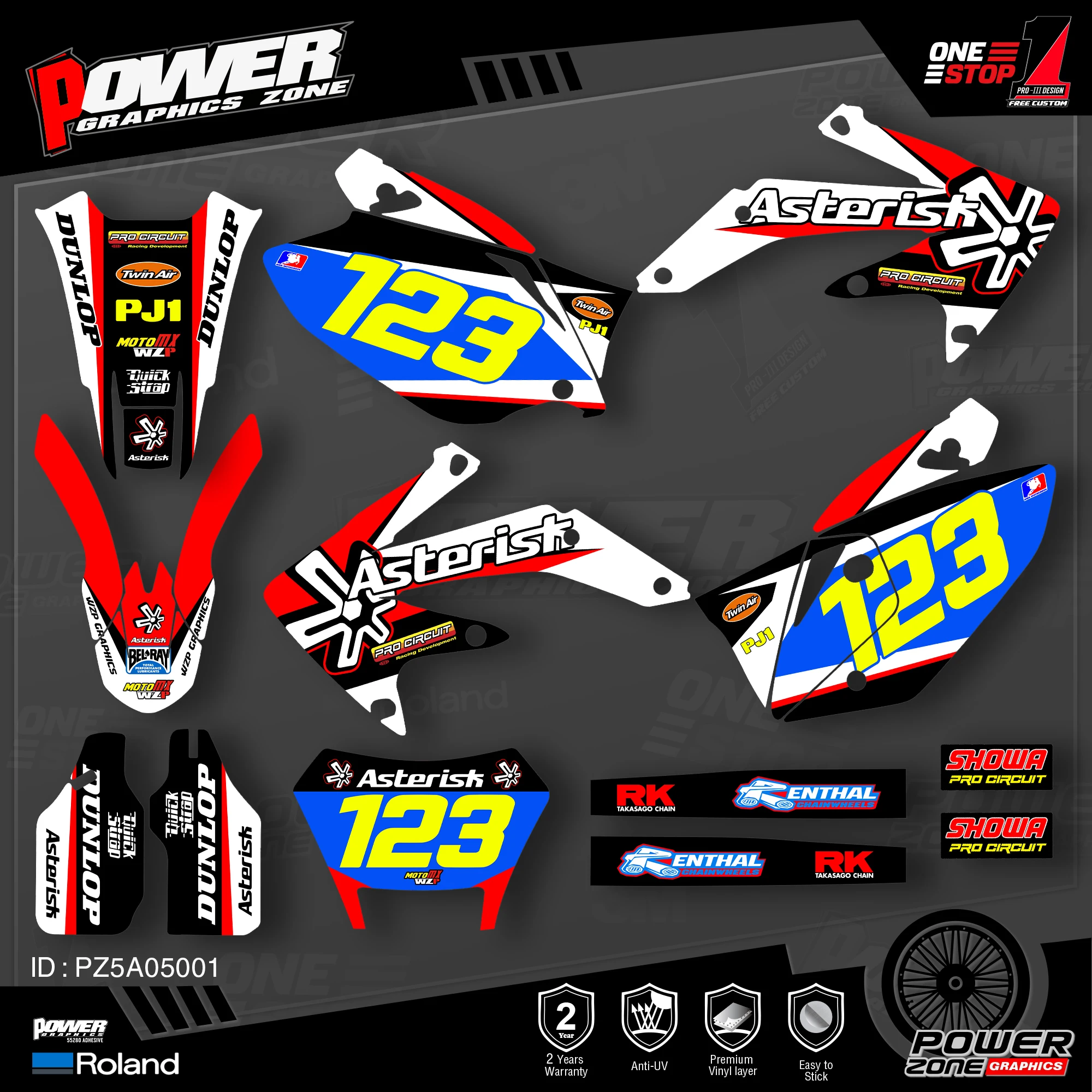 

PowerZone Custom Team Graphics Backgrounds Decals Stickers Kit For HONDA 2005-2007 2008-2014 2015 2016 2017 2018 CRF450X 001